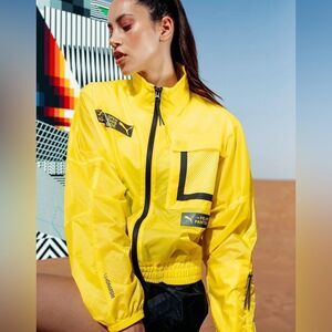 Puma x Felipe Pantone Women’s Nylon Full Zip Jacket in Blazing Yellow size XL